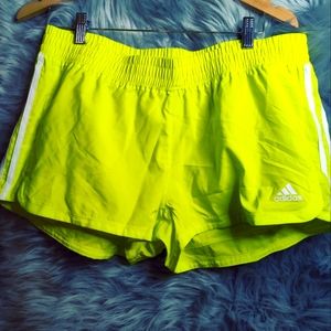 NEW Womens ADIDAS 3-Stripes Pacer Running "Prime Green" Shorts
